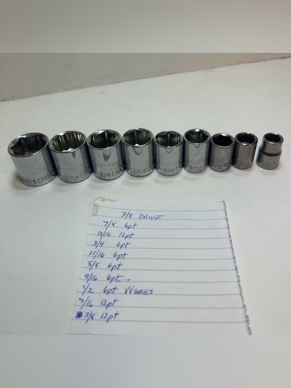 Craftsman Chrome 3/8" Drive 10-Piece Socket Set - Silver